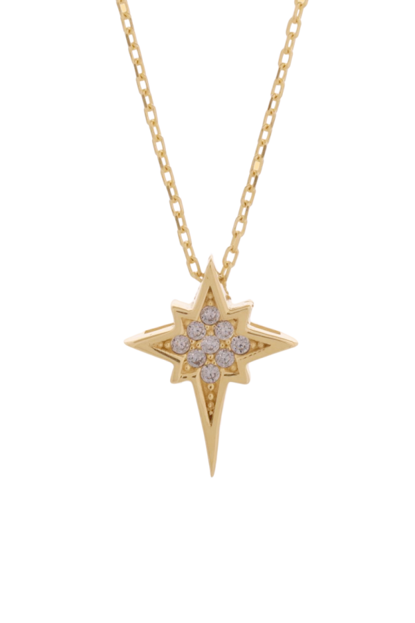 Taşlı Minimal Kuzey Yıldızı Kolye