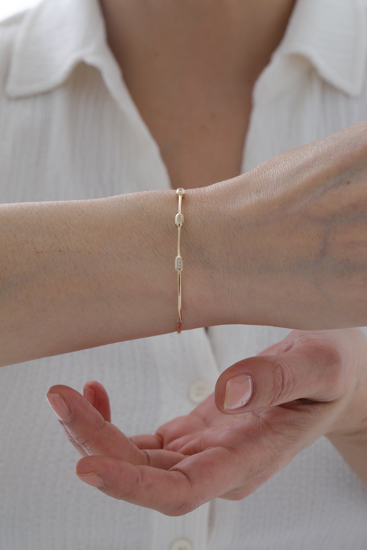 Taşlı Modern Kelepçe - Yavuz Kuyumculuk (1)