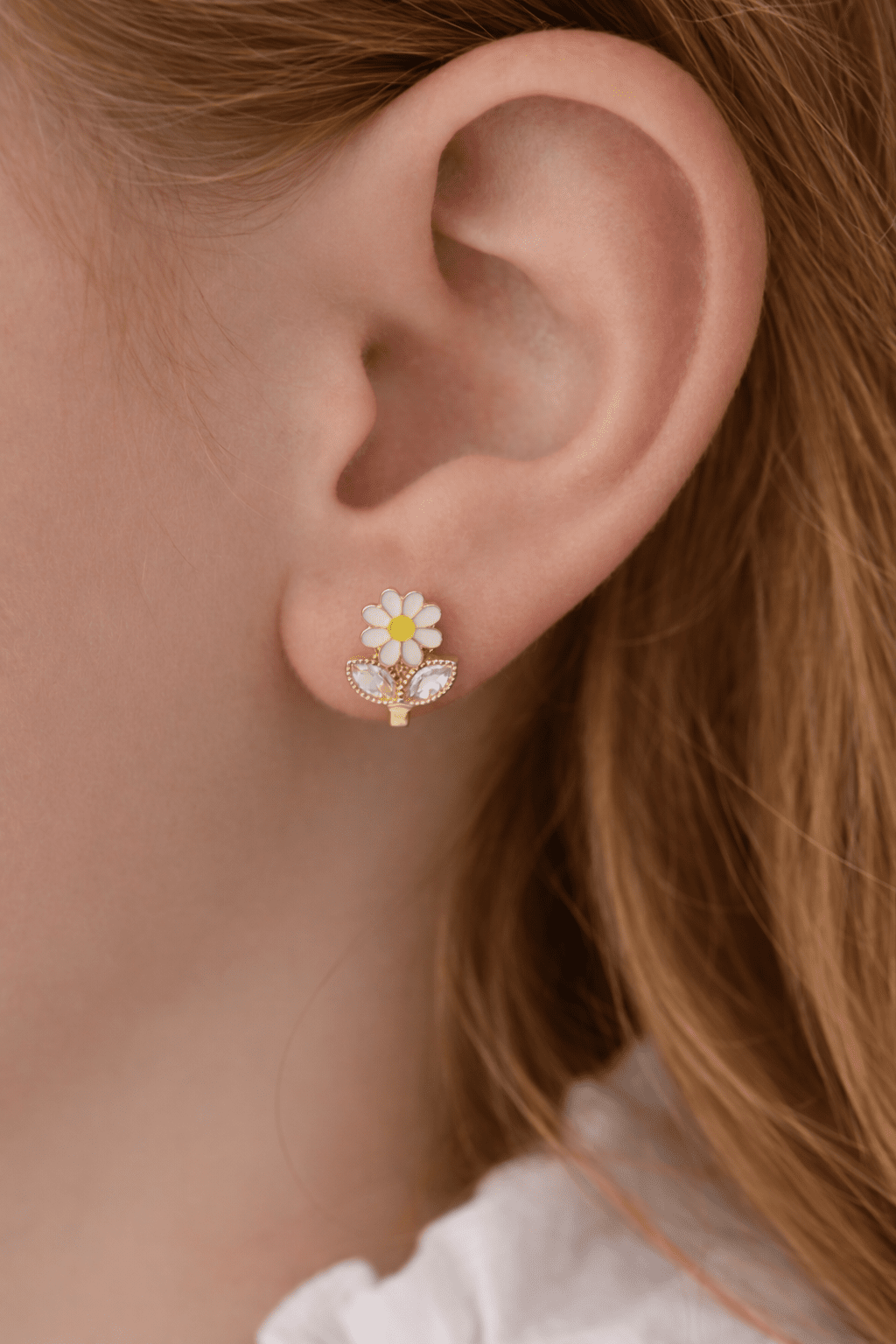 Taşlı Papatya J Çocuk Küpesi - Yavuz Kuyumculuk (1)