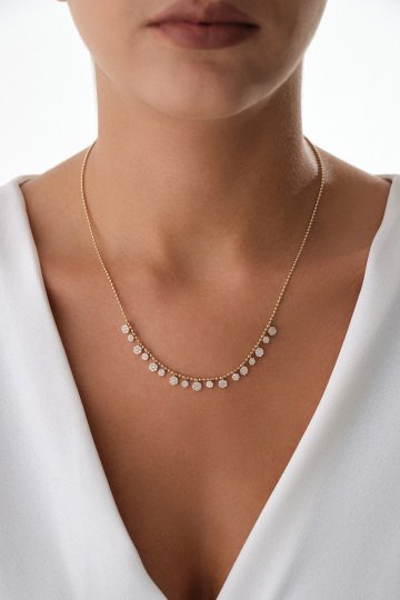 Taşlı Pullu Sallantılı Kolye - 2