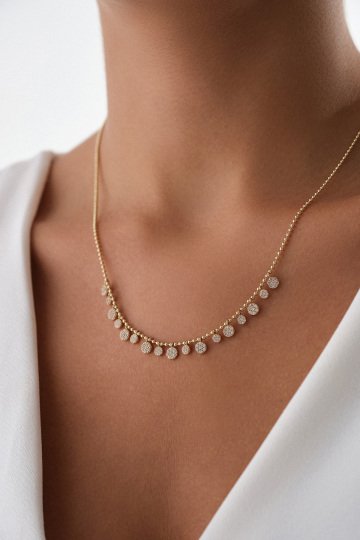 Taşlı Pullu Sallantılı Kolye - 3