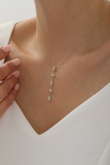 Taşlı Sarkıt Kolye - 1