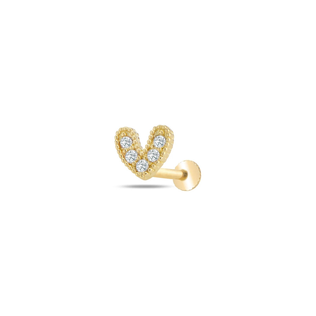 Taşlı Üçgen Tragus Piercing - Yavuz Kuyumculuk