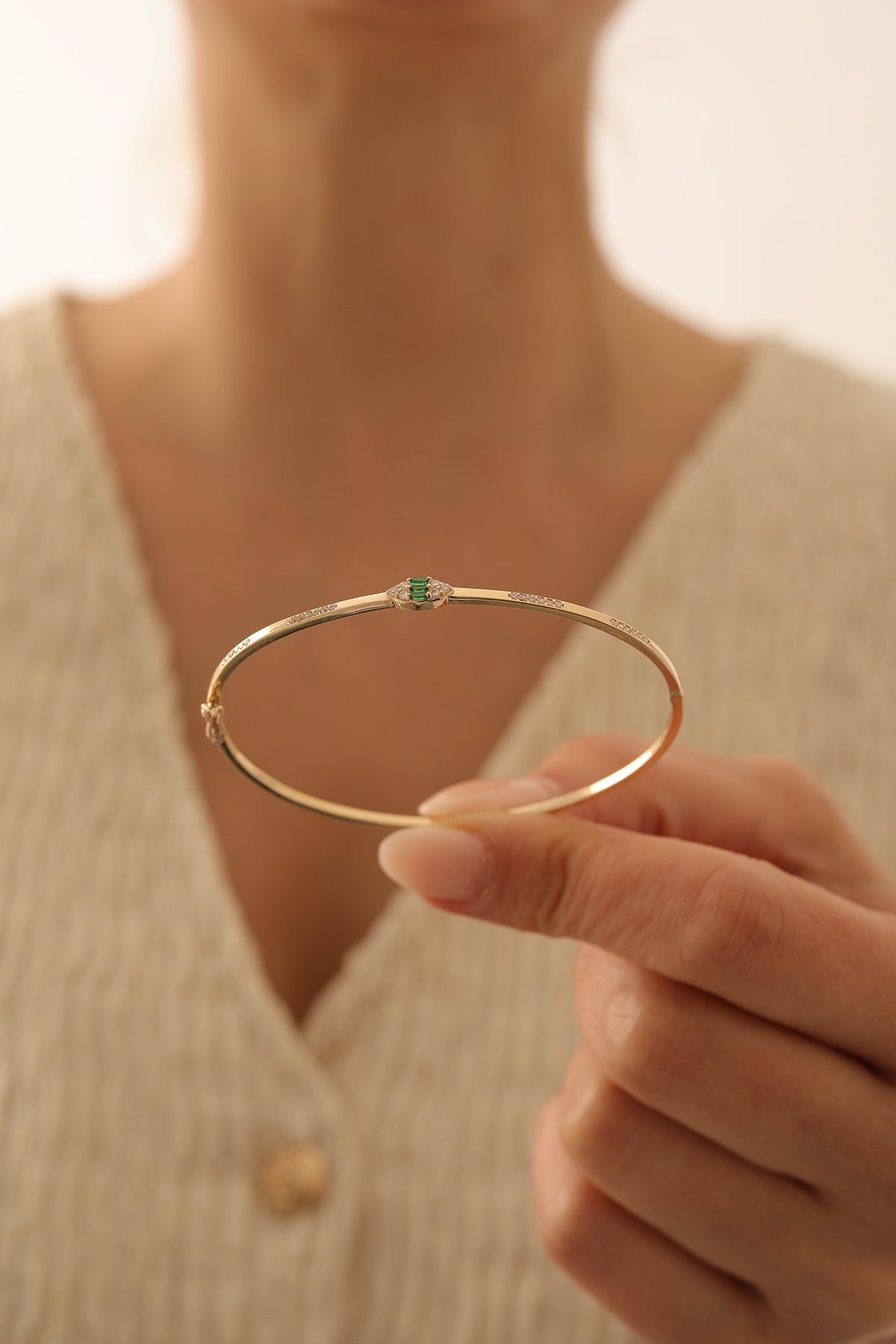 Taşlı Zümrüt Kelepçe - Yavuz Kuyumculuk (3)