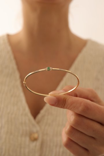 Taşlı Zümrüt Kelepçe - 3