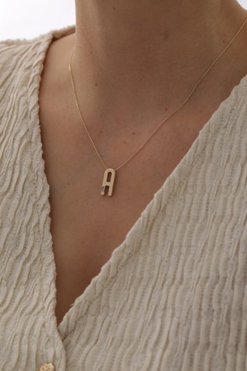 Tektaşlı Harf Kolye - 3