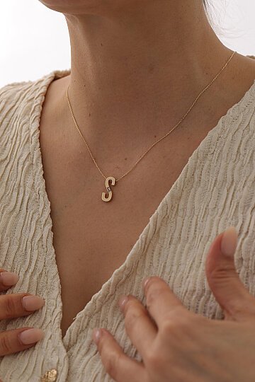 Tektaşlı Harf Kolye - 1