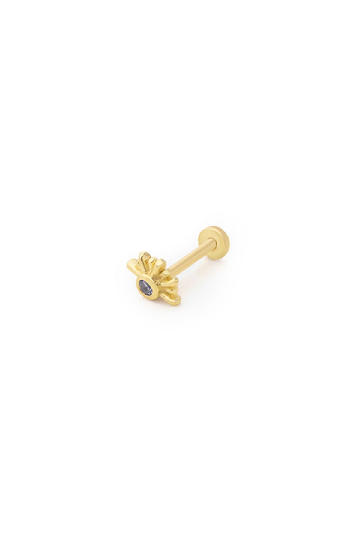 Tektaşlı Yelpaze Motifli Tragus Piercing - Yavuz Kuyumculuk (1)