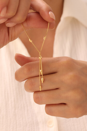 Tondo Zincir Silindir Sallantılı Kolye - 3