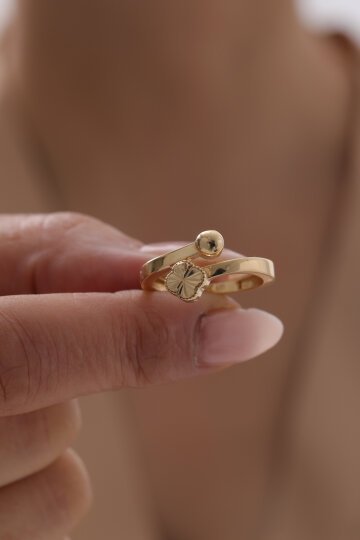 Top Detaylı Yonca Yüzük - 3