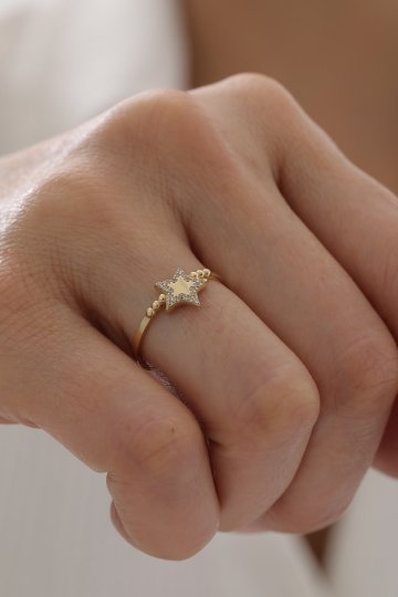 Toplu Yarı Taşlı Yıldız Yüzük - 2