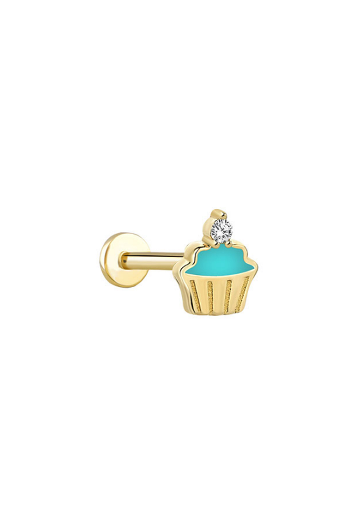 Turkuaz Mineli Cupcake Tragus Piercing - Yavuz Kuyumculuk (1)
