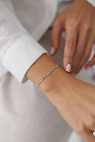 Turkuaz Mineli Golf Zincir Bileklik - 1