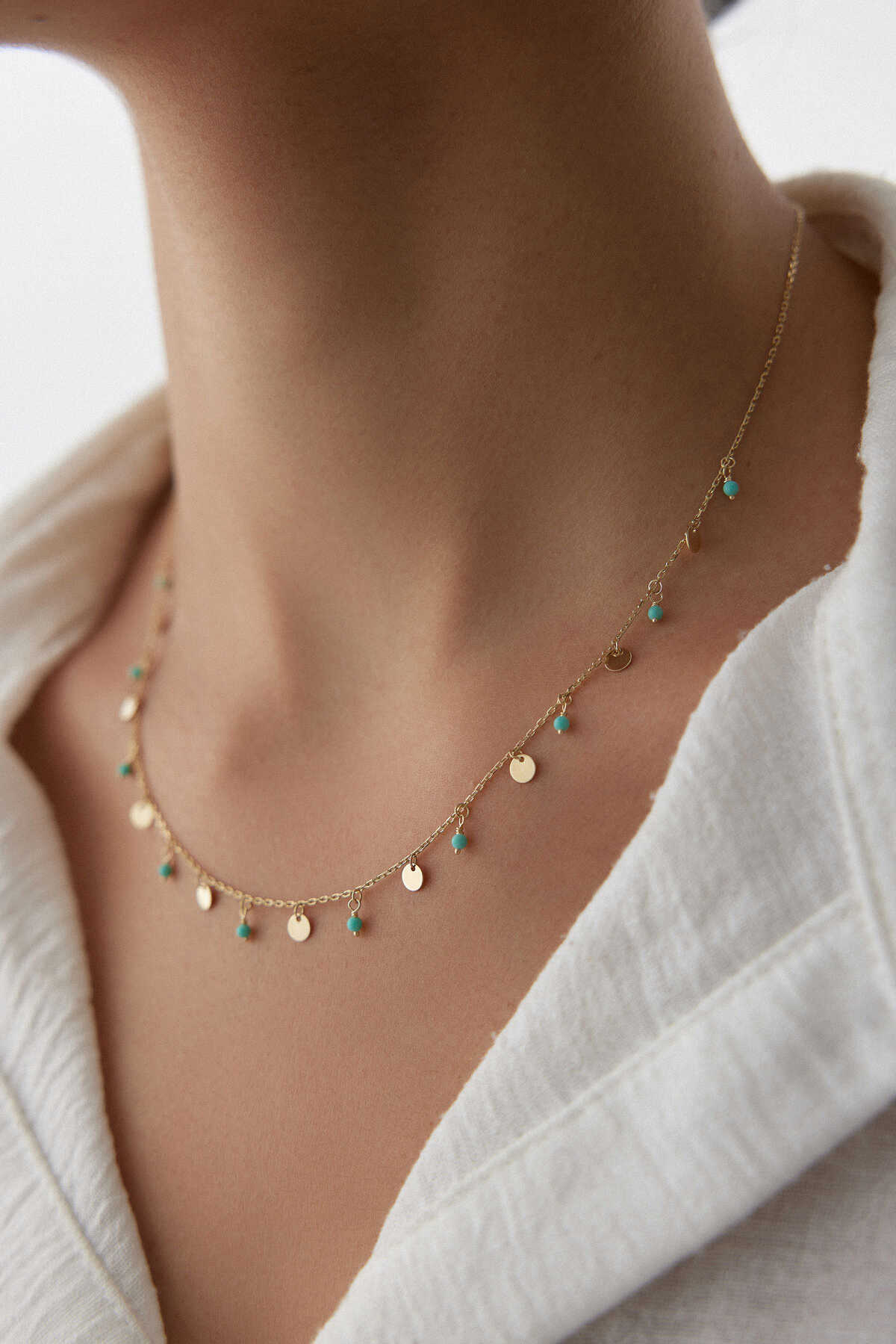 Turkuaz Pullu Kolye - Yavuz Kuyumculuk (1)