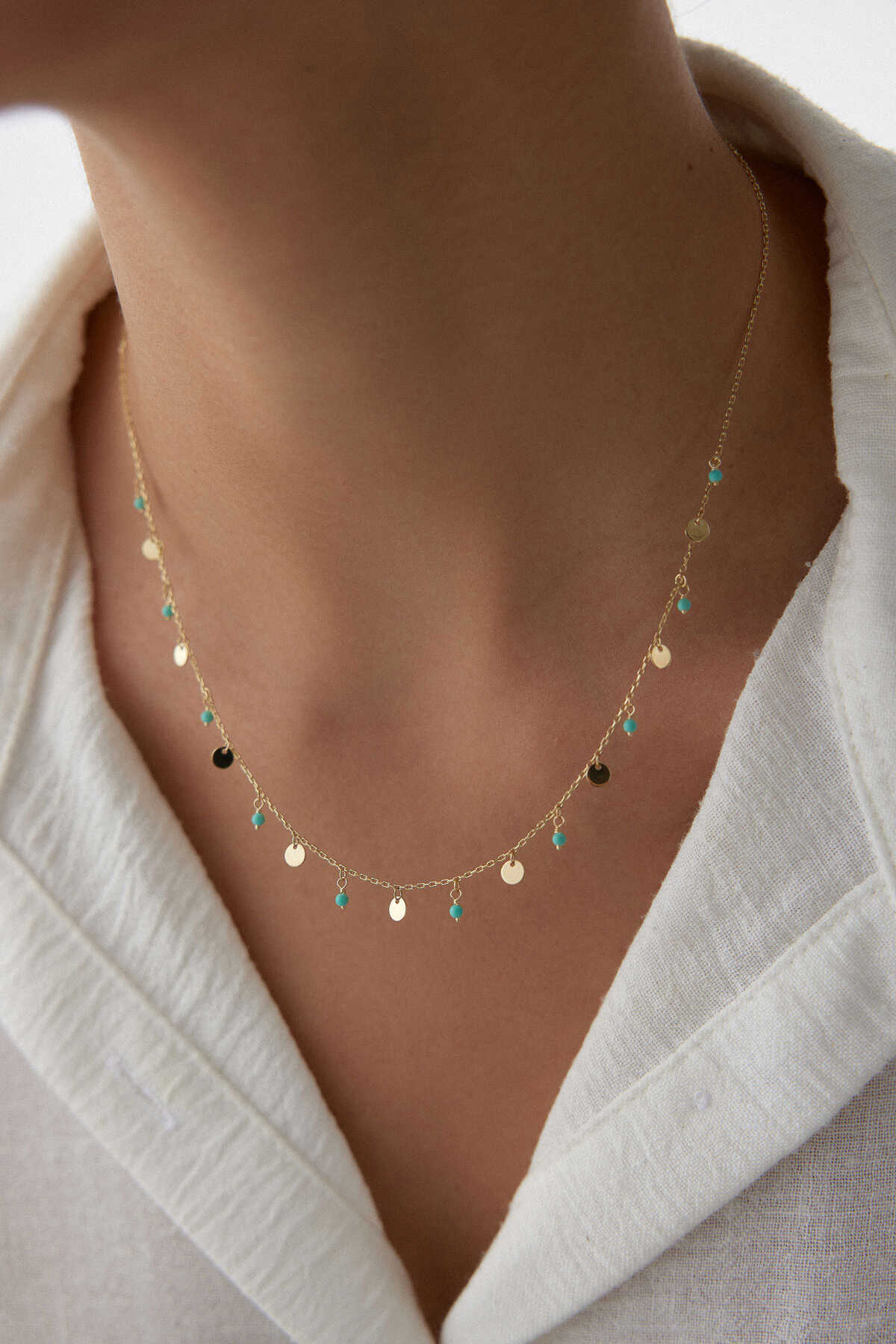 Turkuaz Pullu Kolye - Yavuz Kuyumculuk (3)