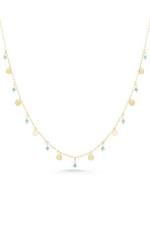 Turkuaz Pullu Kolye - 2