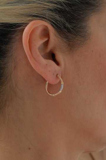 Üç Renk Desenli Halka Küpe - 2