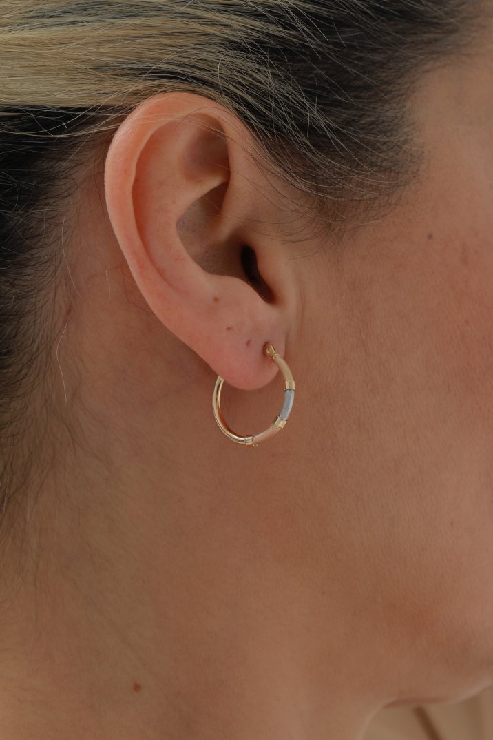 Üç Renk Desenli Halka Küpe - Yavuz Kuyumculuk (1)