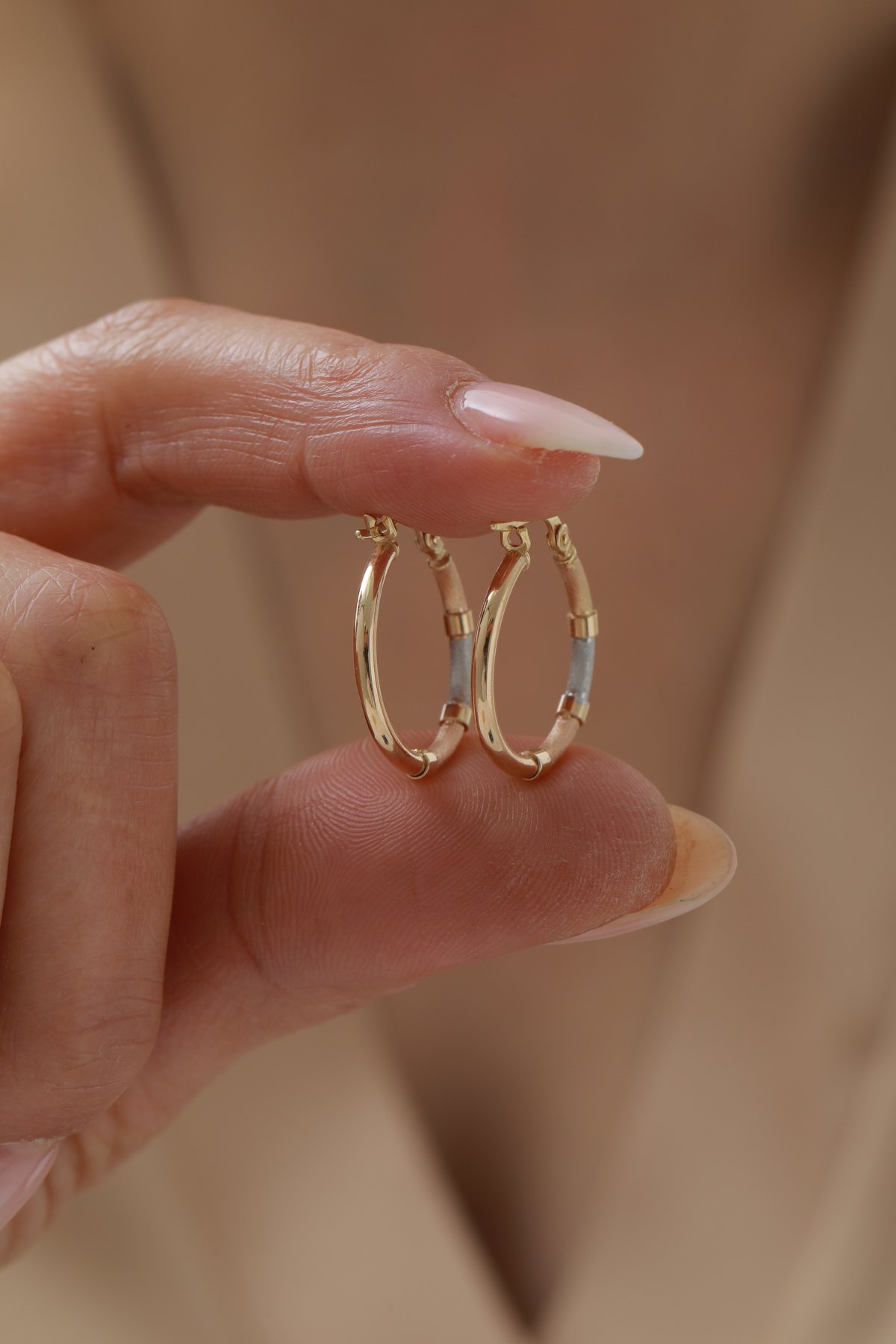 Üç Renk Desenli Halka Küpe - Yavuz Kuyumculuk (3)