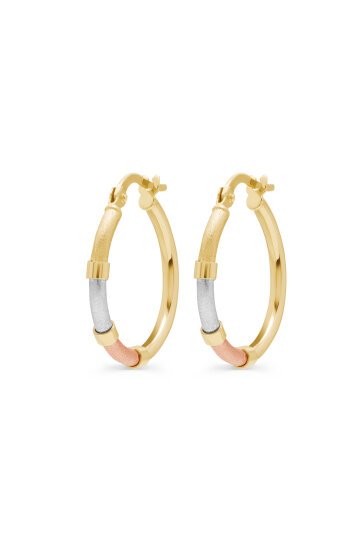 Üç Renk Desenli Halka Küpe - 2