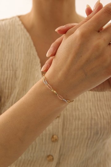 Üç Renk Dorika Toplu Yıldız Kolye - 2