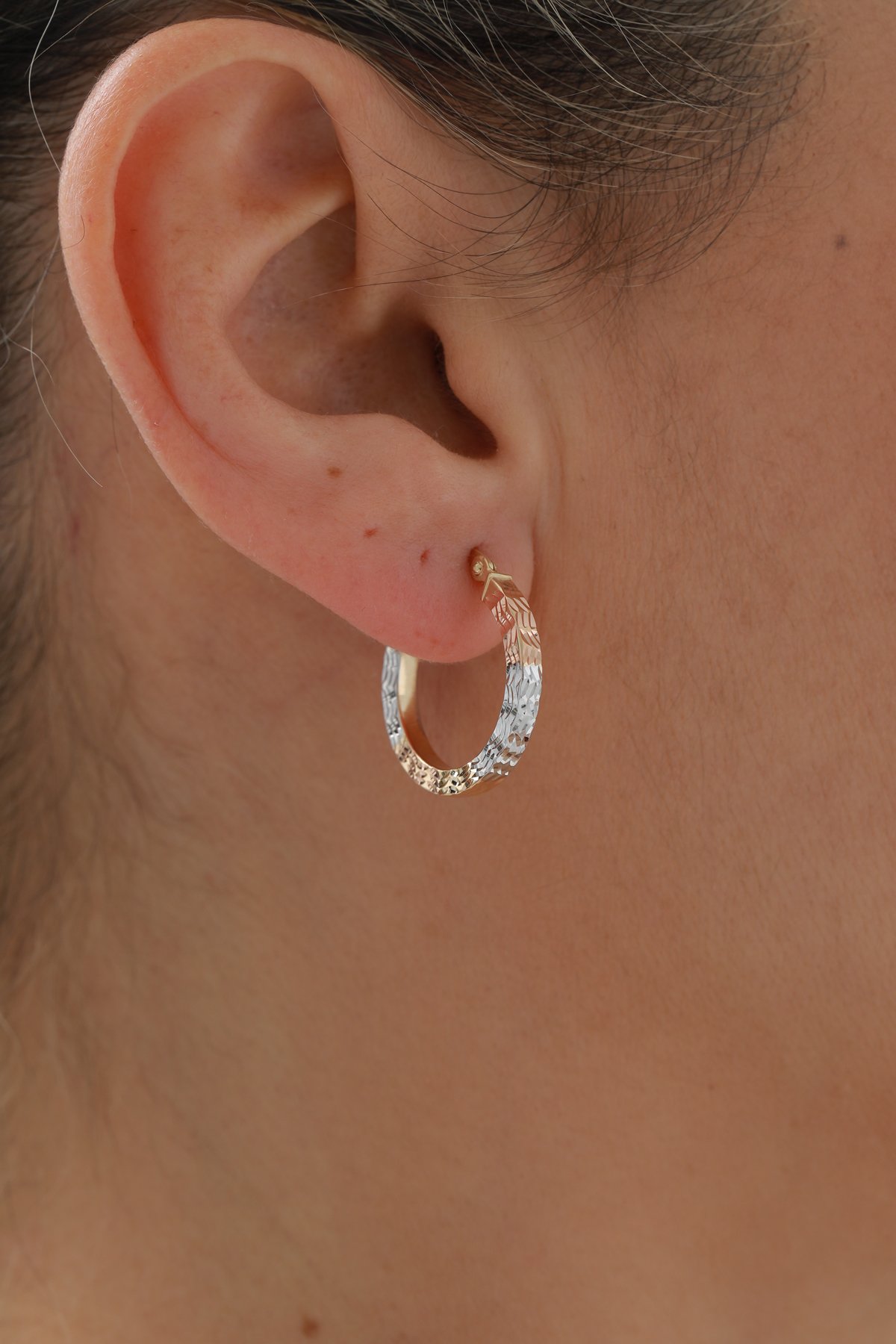 Üç Renk Kalemli Halka Küpe - Yavuz Kuyumculuk (2)