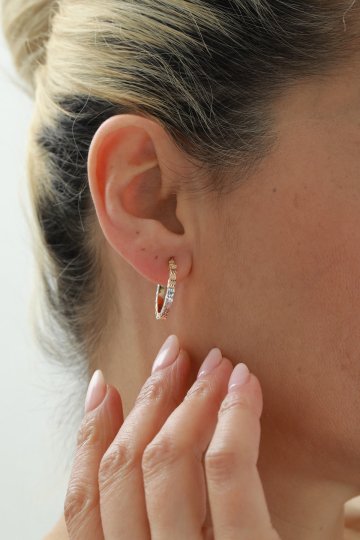 Üç Renk Kalemli Halka Küpe - 1