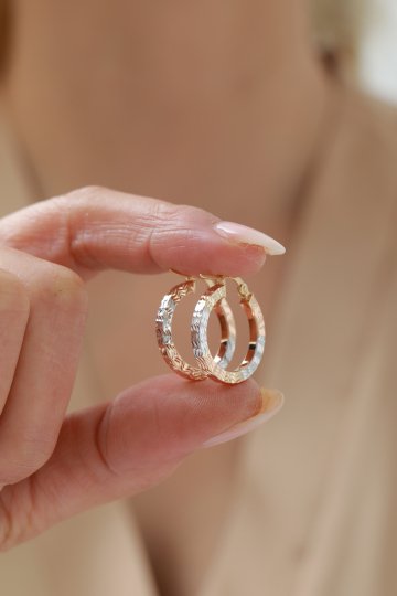 Üç Renk Kalemli Halka Küpe - 4