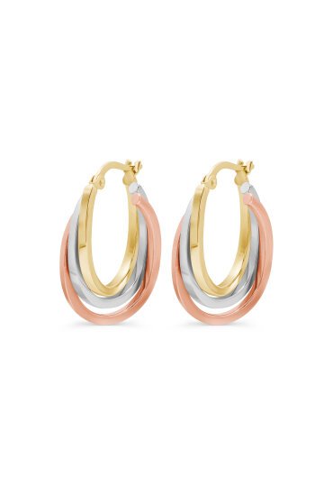 Üç Renk Sarmal Modern Halka Küpe - 2