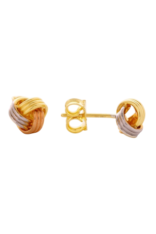 Üç Renk Üç Sıra Düğüm Top Küpe - 4