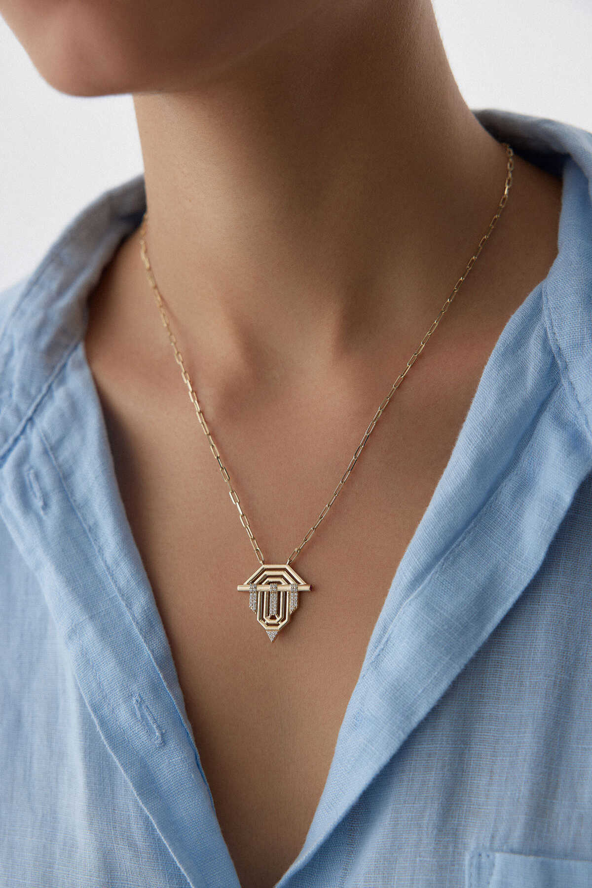 Üçgen Figürlü Kolye Ataş Zincir - Yavuz Kuyumculuk (1)