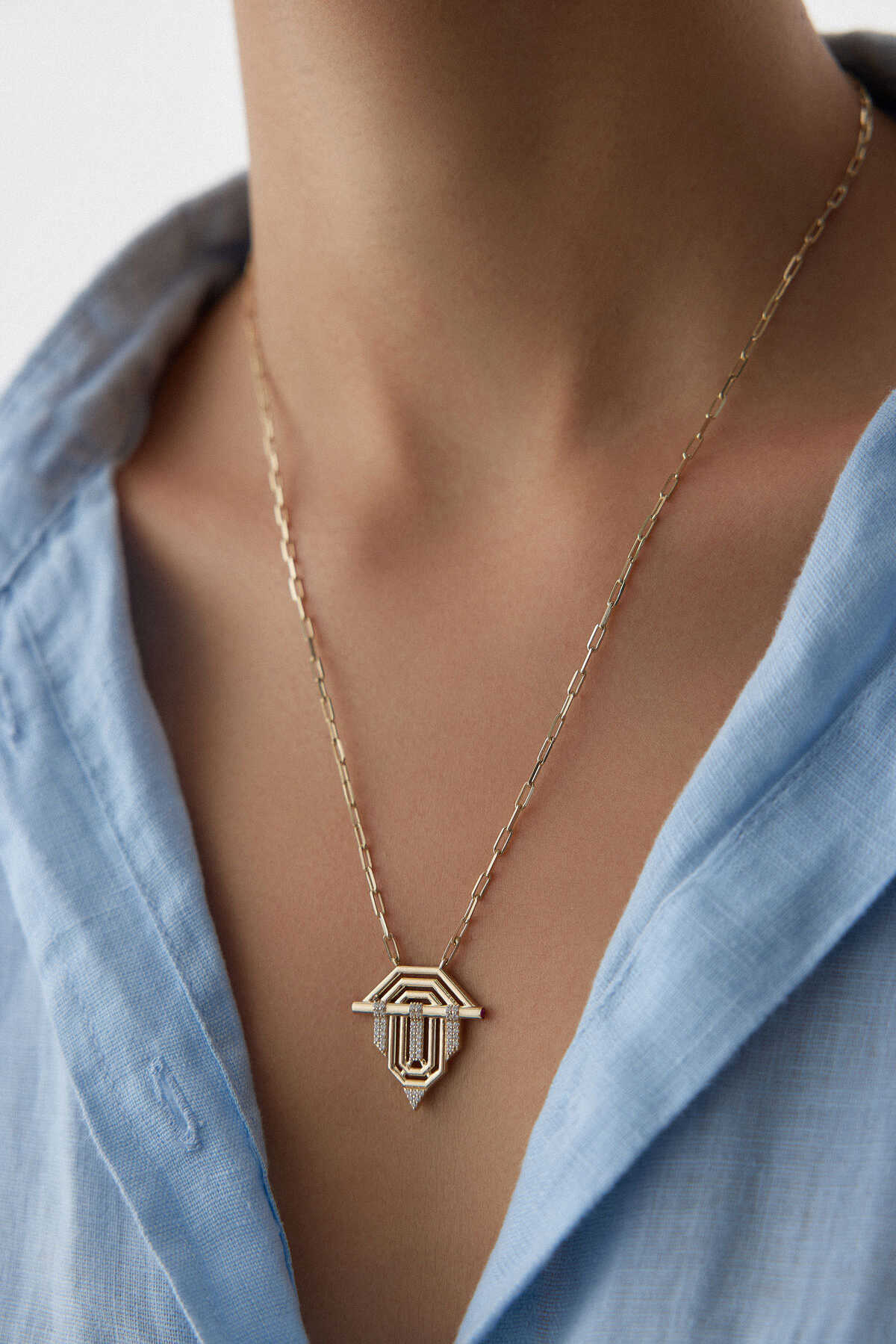 Üçgen Figürlü Kolye Ataş Zincir - Yavuz Kuyumculuk (2)