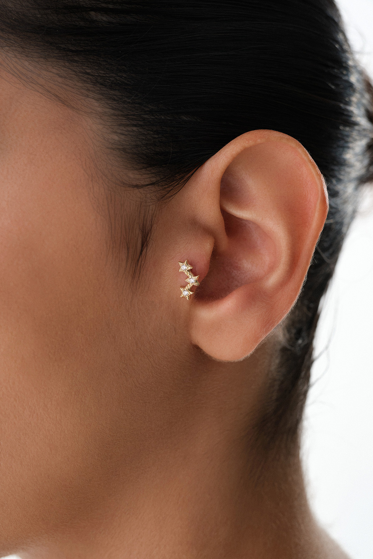 Üçlü Taşlı Yıldız Tragus - Yavuz Kuyumculuk (1)