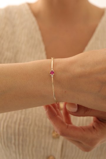 Yakut Taşlı Dörtgen Kelepçe - 2