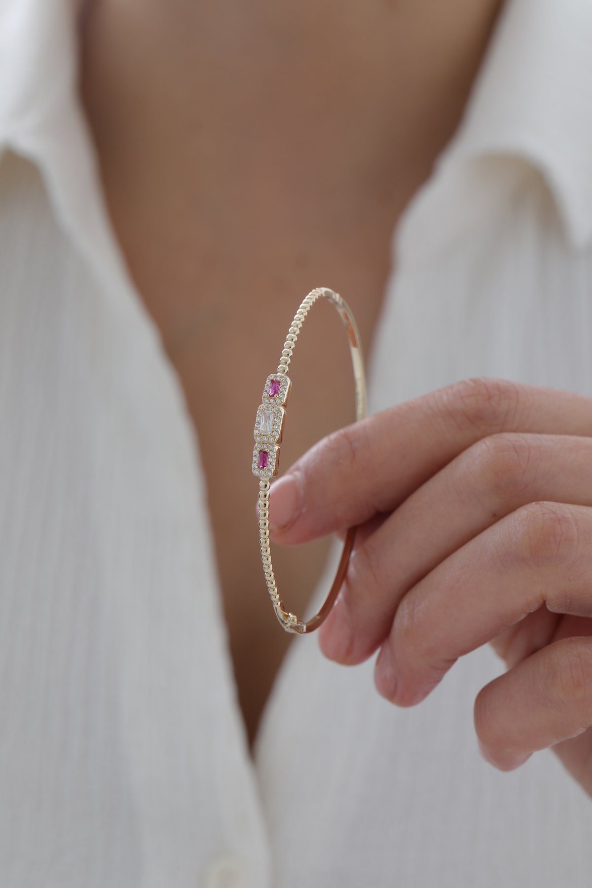 Yakut Taşlı Modern Baget Kelepçe - Yavuz Kuyumculuk (3)