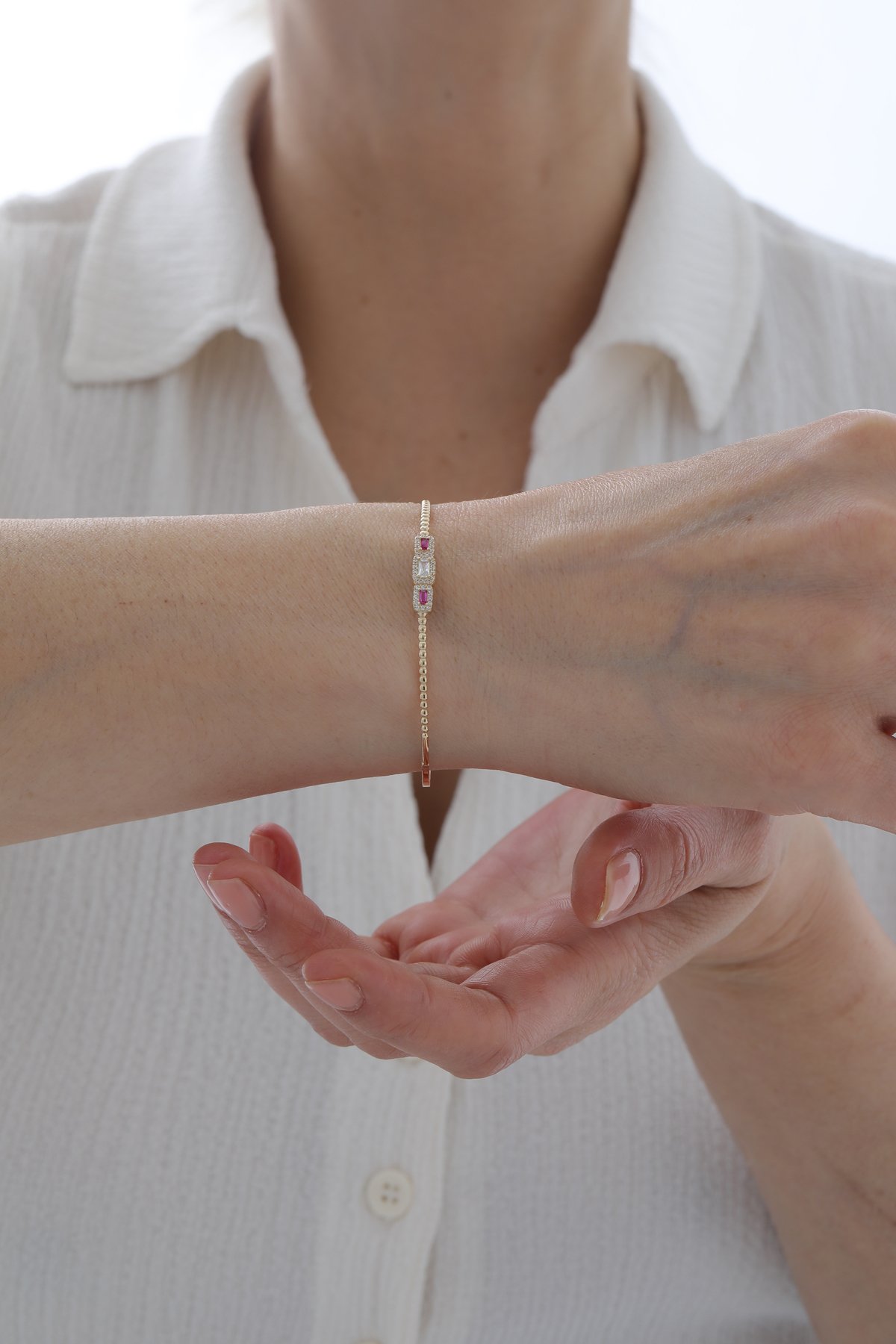 Yakut Taşlı Modern Baget Kelepçe - Yavuz Kuyumculuk (2)