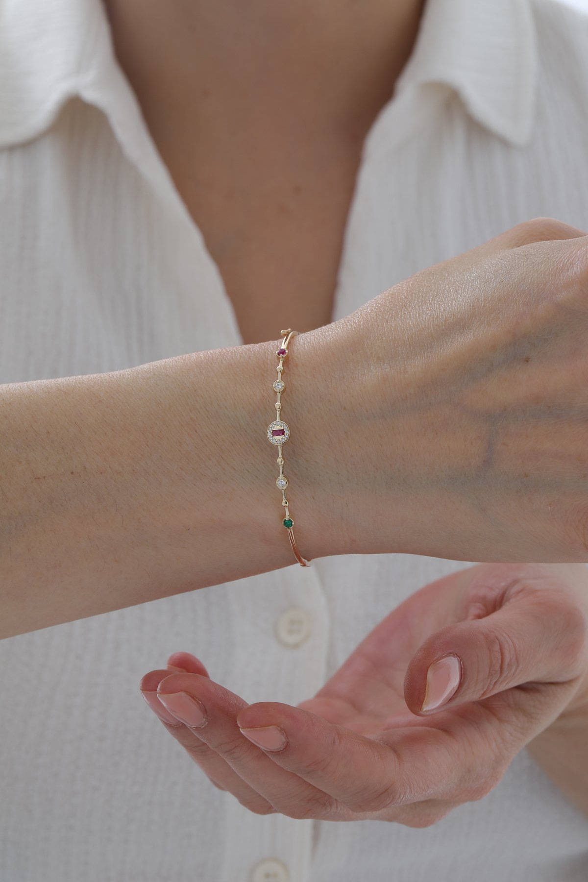 Yakut Taşlı Modern Kelepçe - Yavuz Kuyumculuk (2)