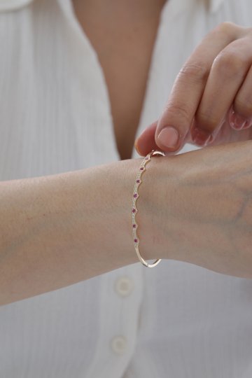 Yakut Taşlı Modern Kelepçe - 2