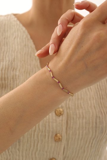 Yakut Zikzak Desen Bileklik - 1