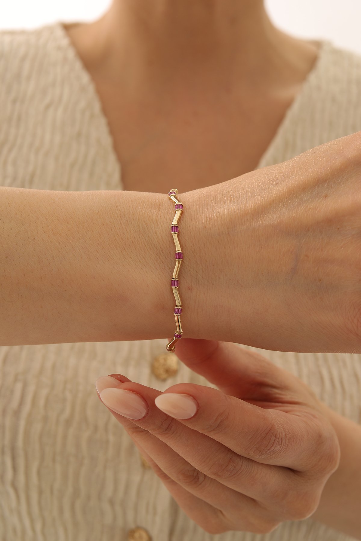 Yakut Zikzak Desen Bileklik - Yavuz Kuyumculuk (2)