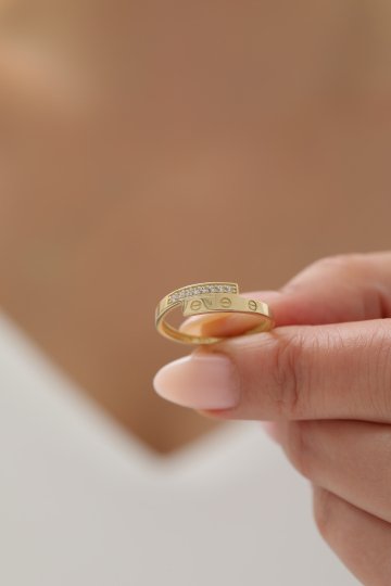 Yarı Taşlı Çivi Desen Yüzük - 3