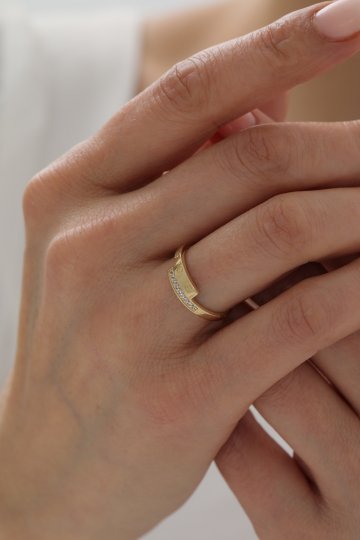 Yarı Taşlı Çivi Desen Yüzük - 1