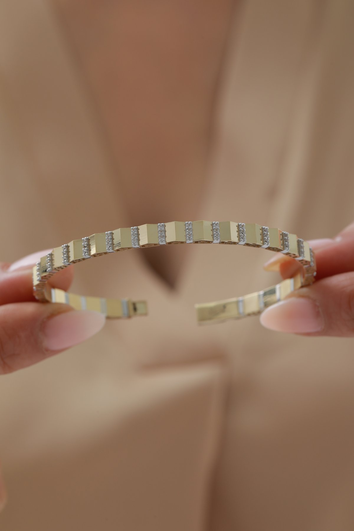 Yarı Taşlı Geometrik Esnek Kelepçe - Yavuz Kuyumculuk (3)