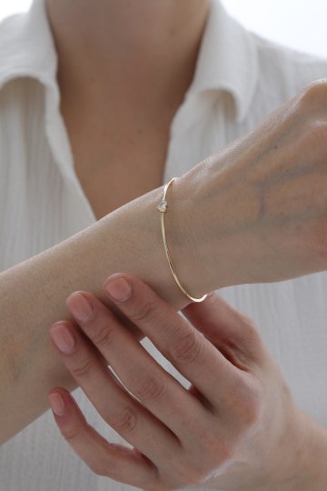 Yarı Taşlı Kalp Kelepçe - 2