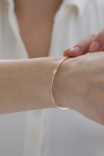 Yarı Taşlı Kalp Kelepçe - 1