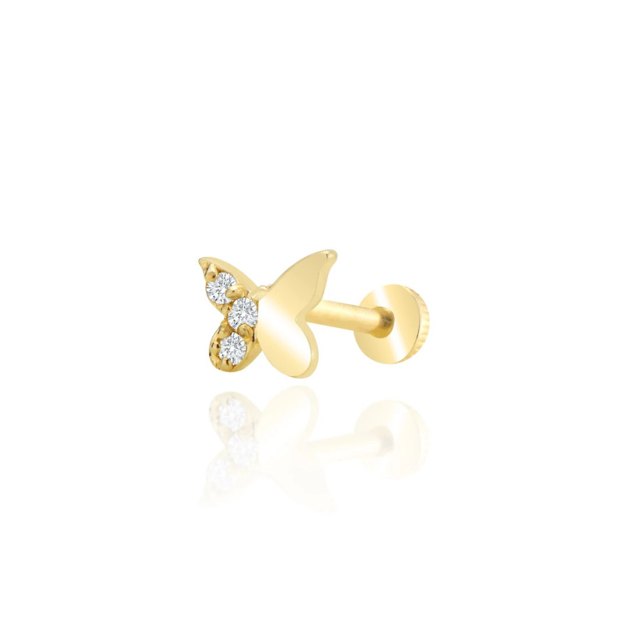 Yarı Taşlı Kelebek Tragus Piercing