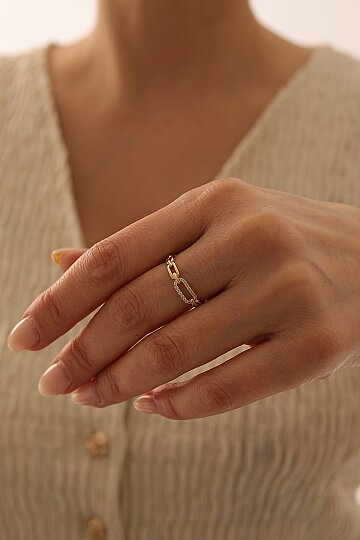 Yarı Taşlı Kordon Yüzük - 1