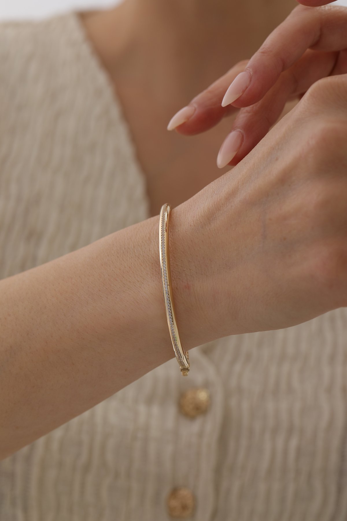 Yarı Taşlı Modern Bombe Kelepçe - Yavuz Kuyumculuk (2)