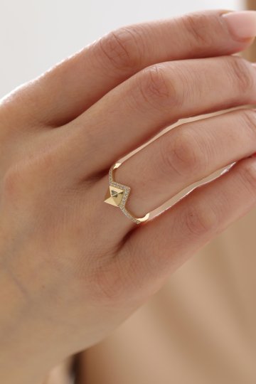 Yarı Taşlı Modern Yüzük - 2