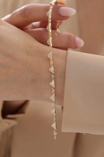 Yarı Taşlı Üçgen Modern Bileklik - 3